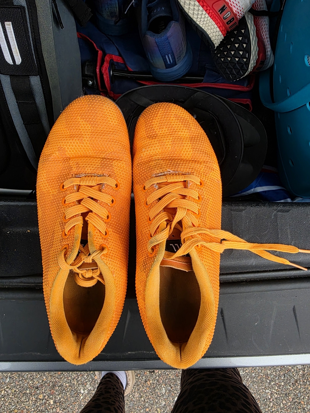 Bright Orange Knit Lace-Up No Bull Sneakers
